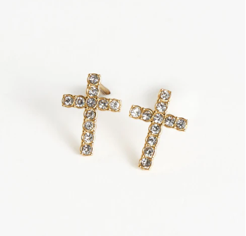 10711 Narelle Pave Cross Gold Ear 6H6