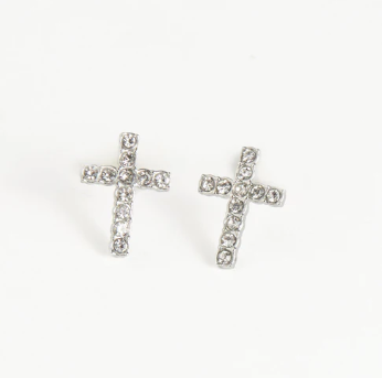 10712 Narelle Pave Cross Silver Ear 6H6