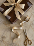 10m Gold Glitter Edge Satin Ribbon