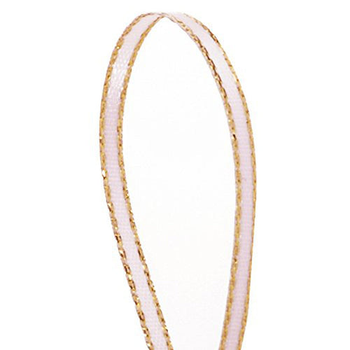 1/8in X 50 Yards Pink Gold Edge Satin Ribbon (pm57520134)