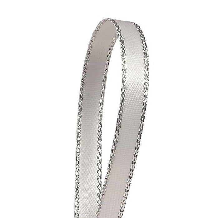 1/8in. X 50 Yards White Silver Edge Satin Ribbon