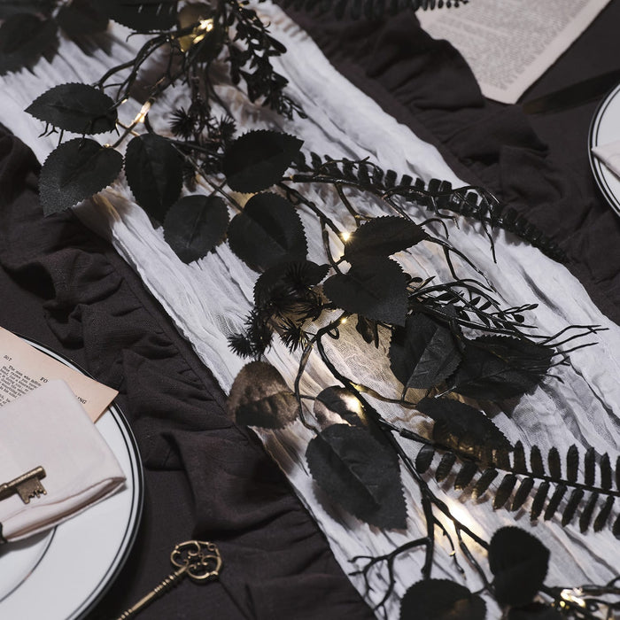 1.8m Pre Lit Black Foliage Halloween Garland