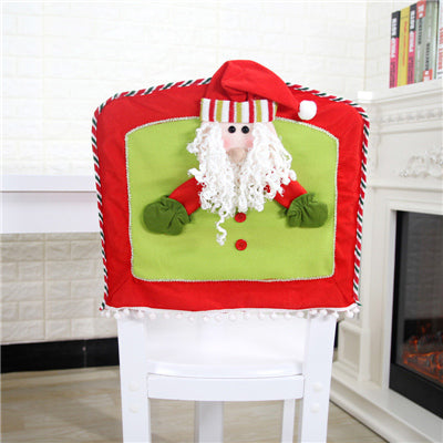 1Pc Christmas Decoration Chair Cover Santa Claus Elk Snowman