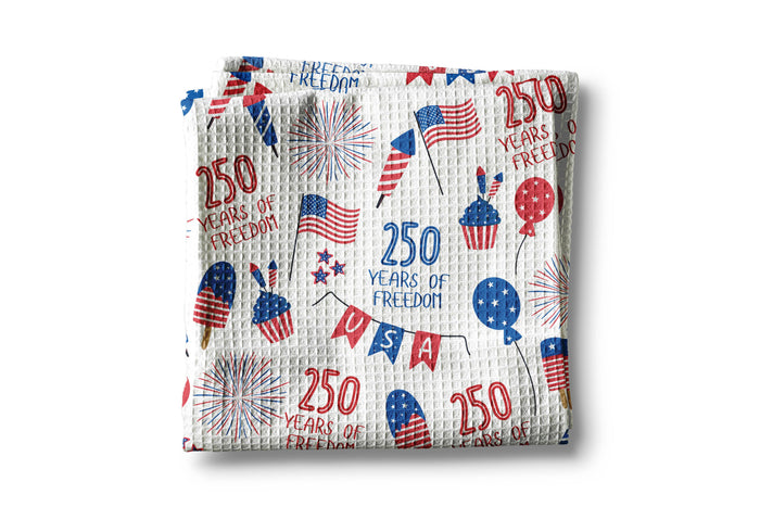 250 Years Patriotic Kitchen Towel Waffle