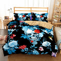3D Skulls and Flowers 3pc Bedding Set