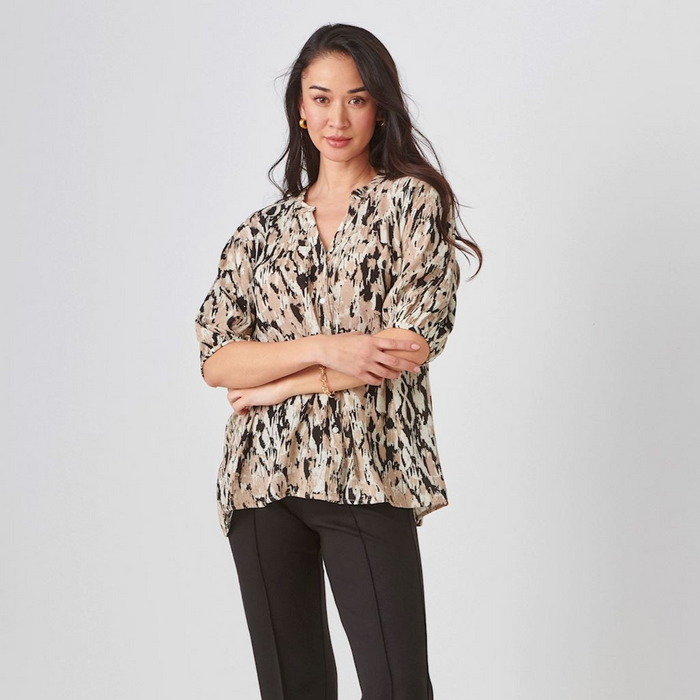 423946 Shirt Print Black & Beige