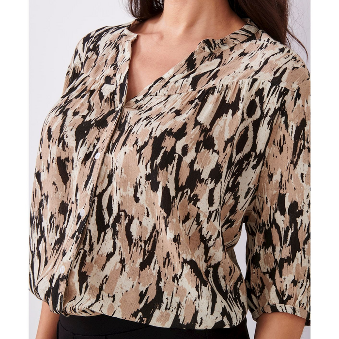 423946 Shirt Print Black & Beige