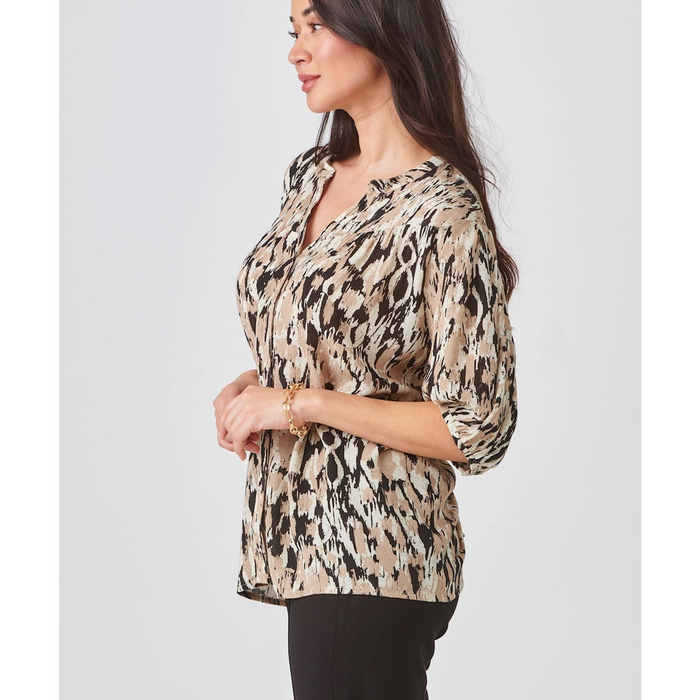 423946 Shirt Print Black & Beige