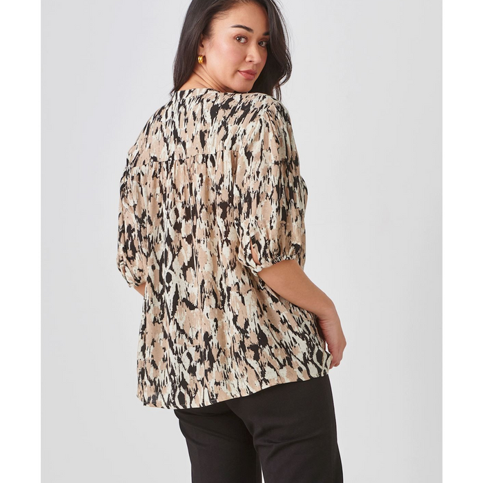 423946 Shirt Print Black & Beige