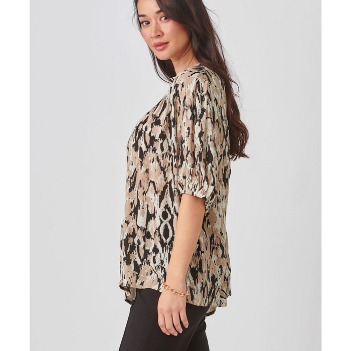 423946 Shirt Print Black & Beige