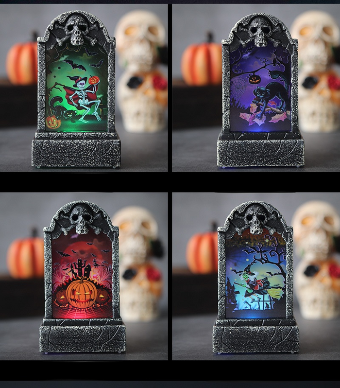 4pc Set Halloween LED Tombstone Decorations