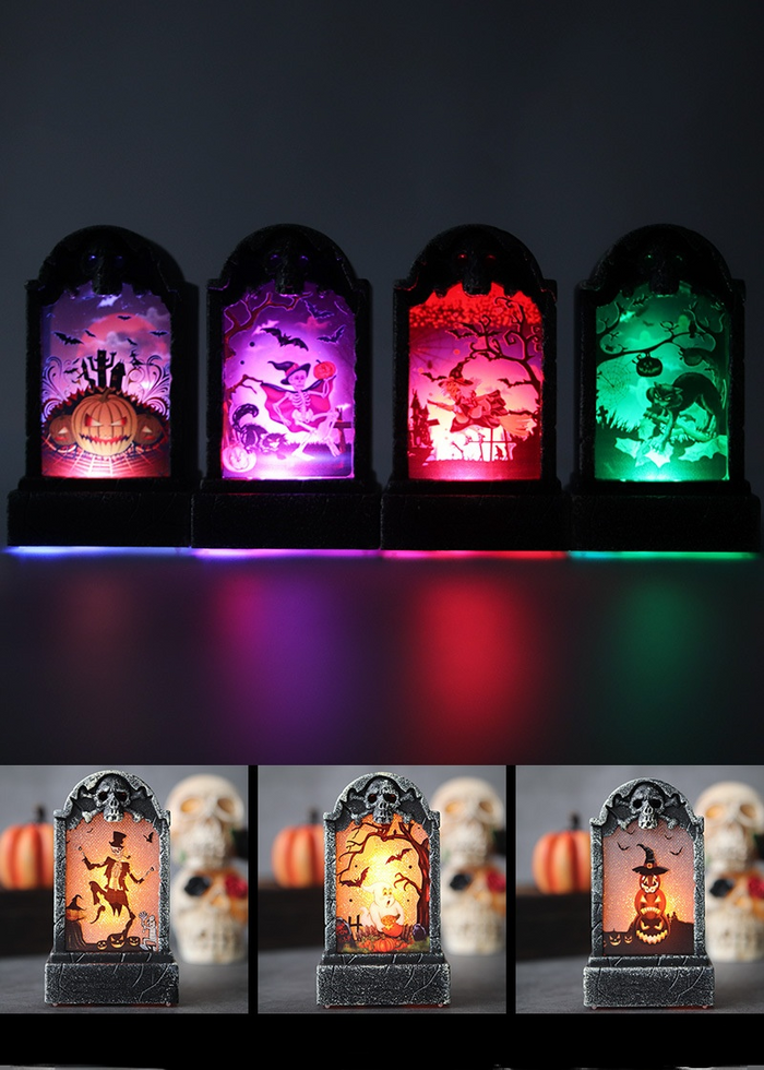 4pc Set Halloween LED Tombstone Decorations
