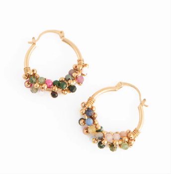 54084 Tourmaline Beaded Hoop Multi Ear 6H6