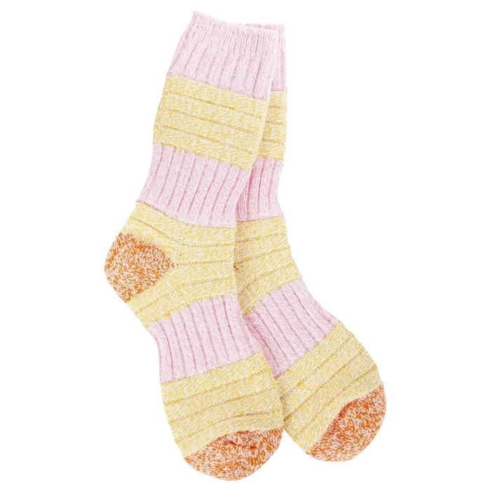 76464 Weekend Collection Patch Crew Pink/Honey Socks