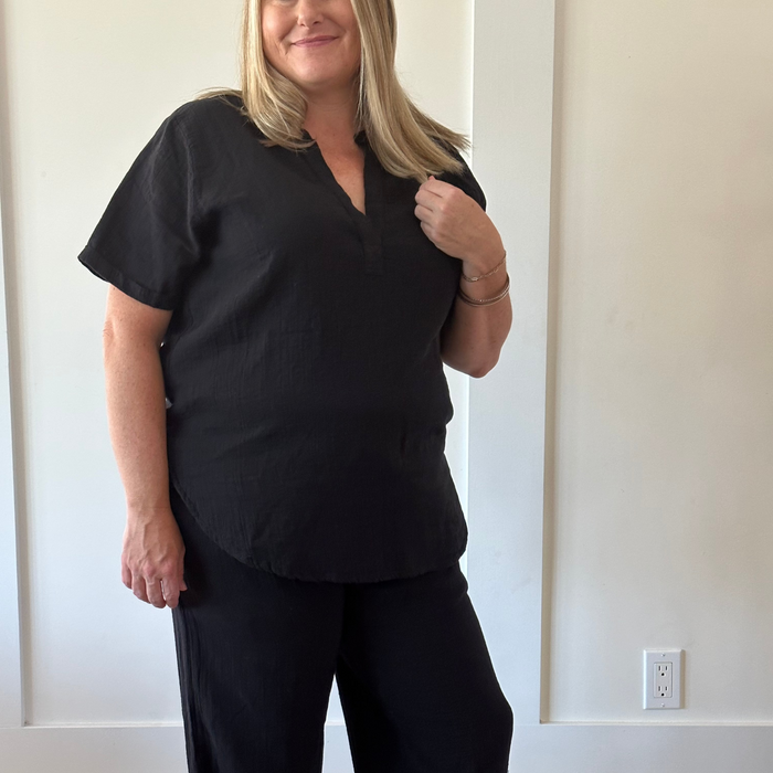 Classic V Muslin Cotton Top — Breathable, Versatile Women’s Tee