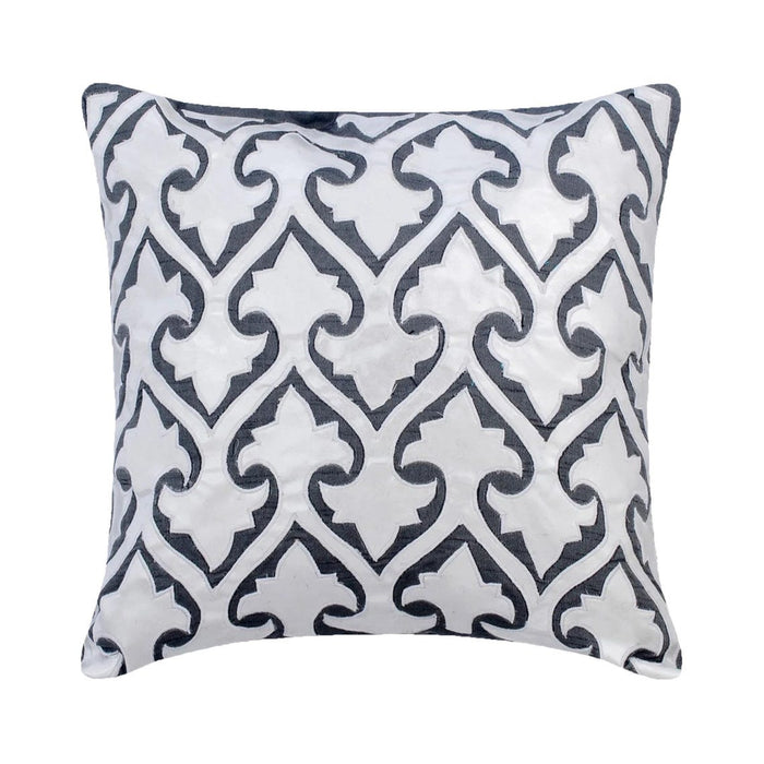 Aathma - Gray Faux Leather Throw Pillow Cover