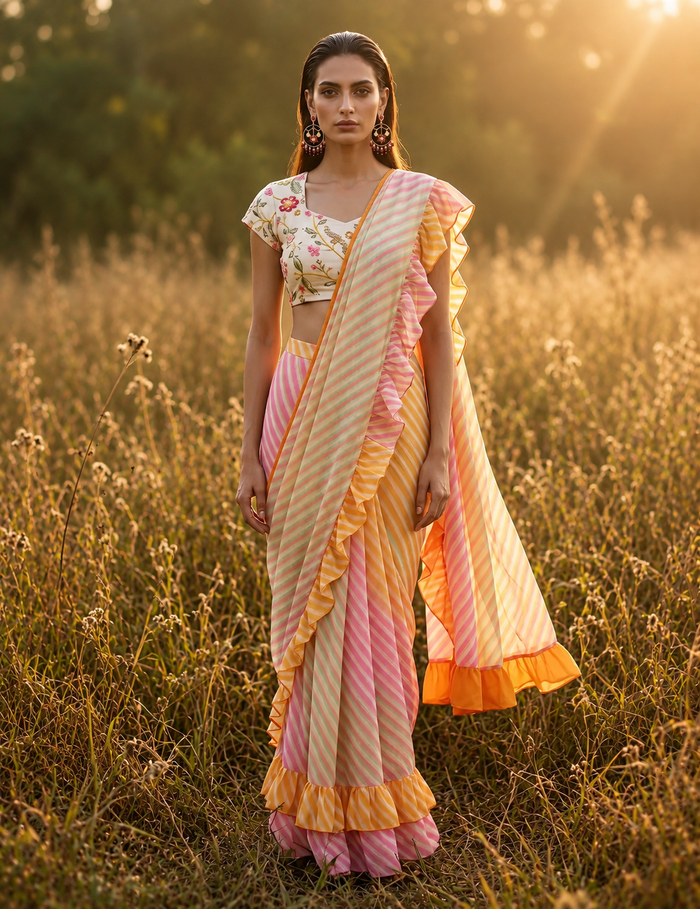 Abstract Draped Saree
