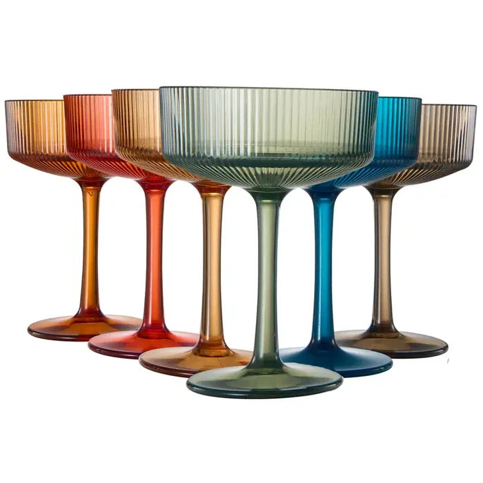 Acrylic Unbreakable Ribbed Glasses