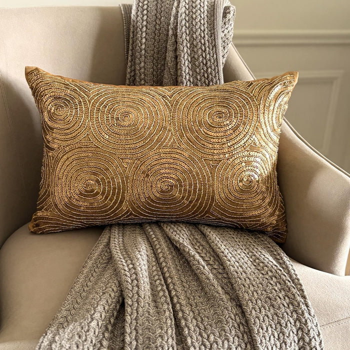 All Eyes On Gold - Art Silk Gold Decorative Lumbar Pillow Cover