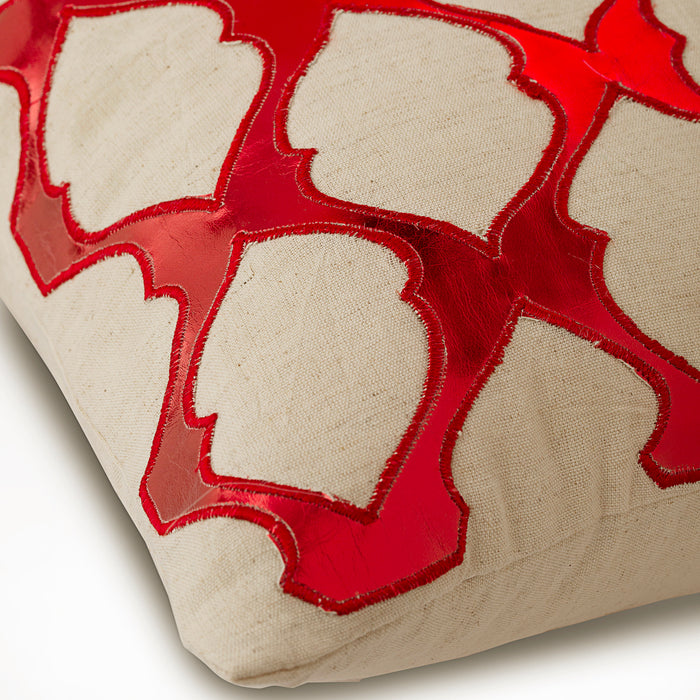 All Time Red - Red Faux Leather Throw Pillow Cover