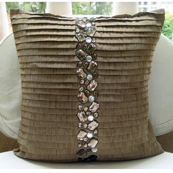 Almost Real - Light Brown Art Silk Decorative Euro Sham