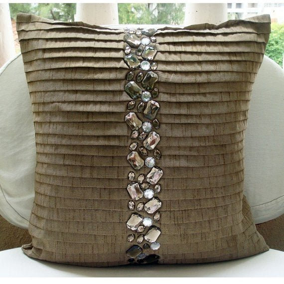 Almost Real - Light Brown Art Silk Throw Pillow Cover