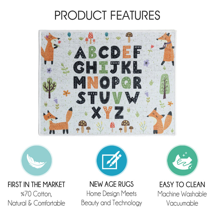 Alphabet Pattern Large Dish Drying Mat for Kitchen Counter |24 x 18 x 0.25 Inches | Colorful