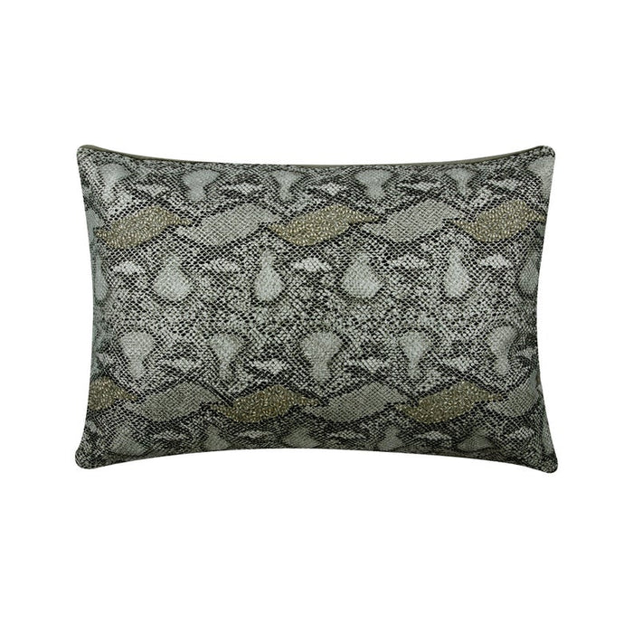 Silver Faux Leather Lumbar Pillow Cover, Animal Silver