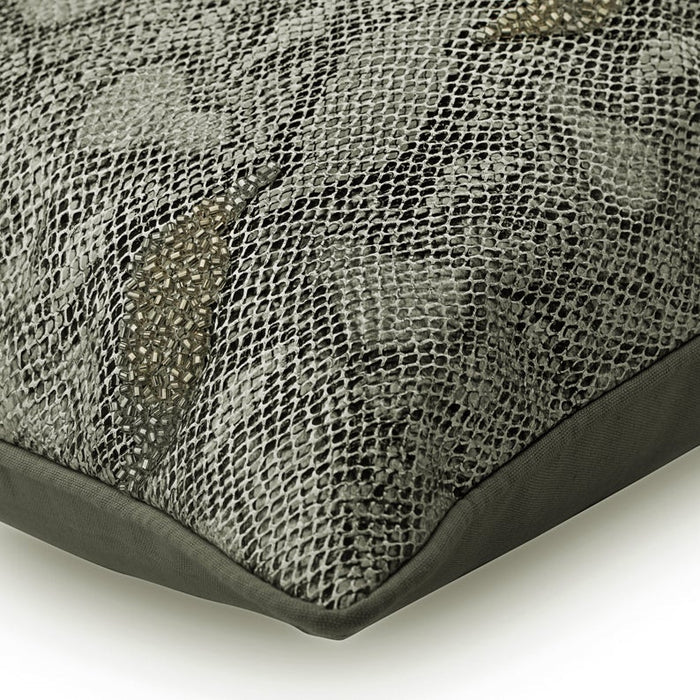 Animal Silver - Silver Faux Leather Lumbar Pillow Cover