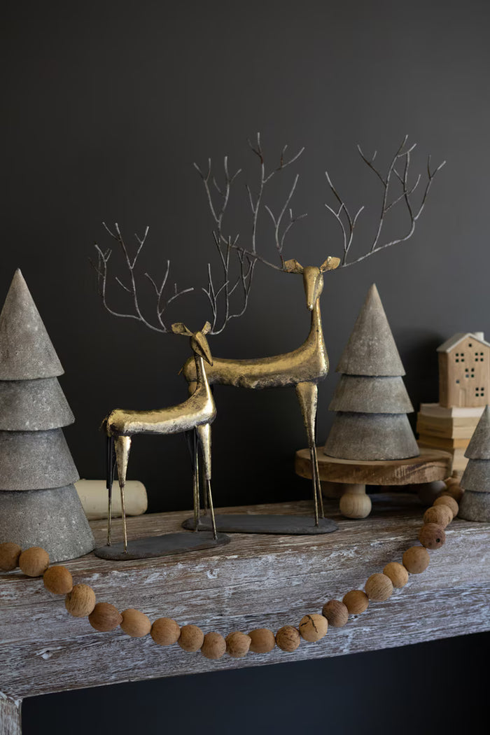 Antique Gold Metal Deer Figurines