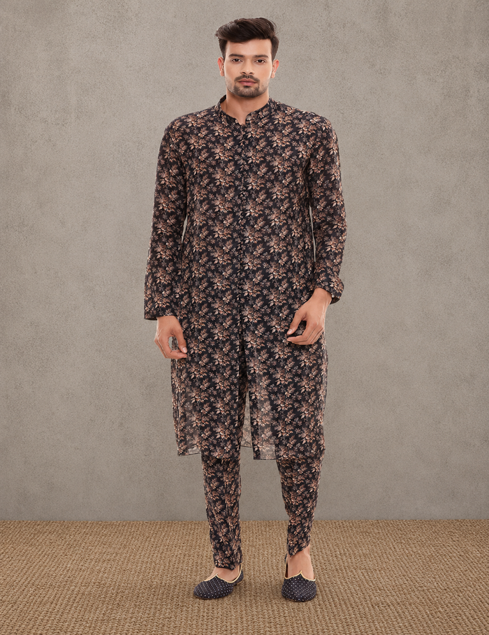 Applique Floral Sherwani Churidar Set