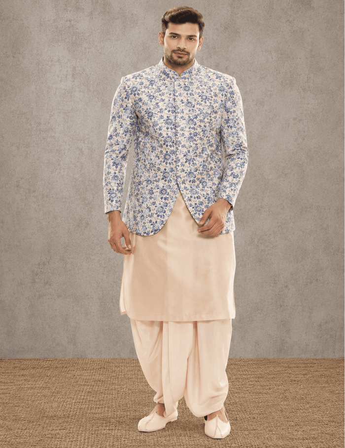 Off-White Applique Jacket Kurta Set