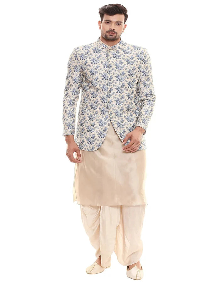 Off-White Applique Jacket Kurta Set