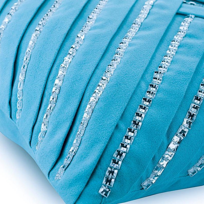 Aqua Crystal Greetings - Turquoise Blue Suede Decorative Euro Sham
