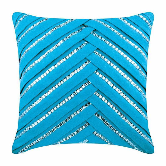 Aqua Crystal Greetings - Turquoise Blue Suede Decorative Euro Sham