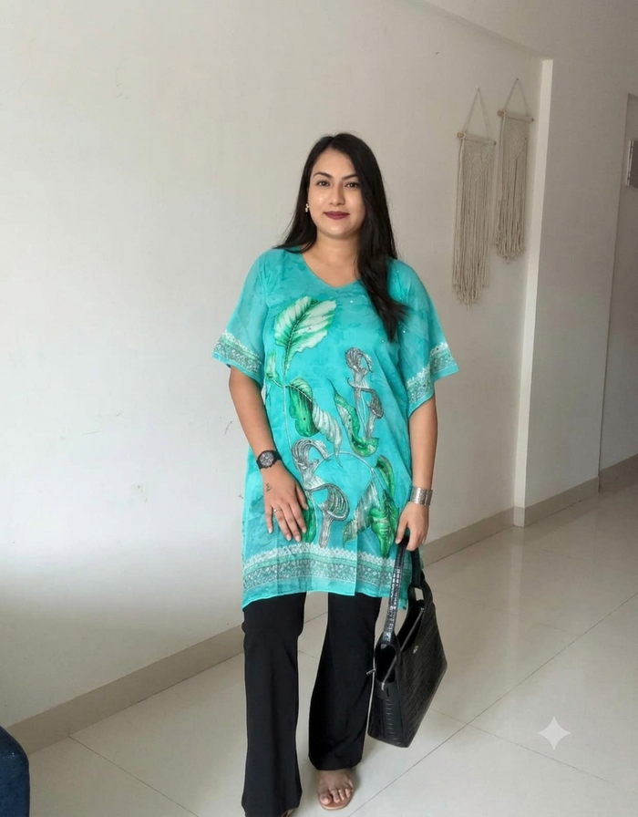 Aqua Mist Bloom Kaftan