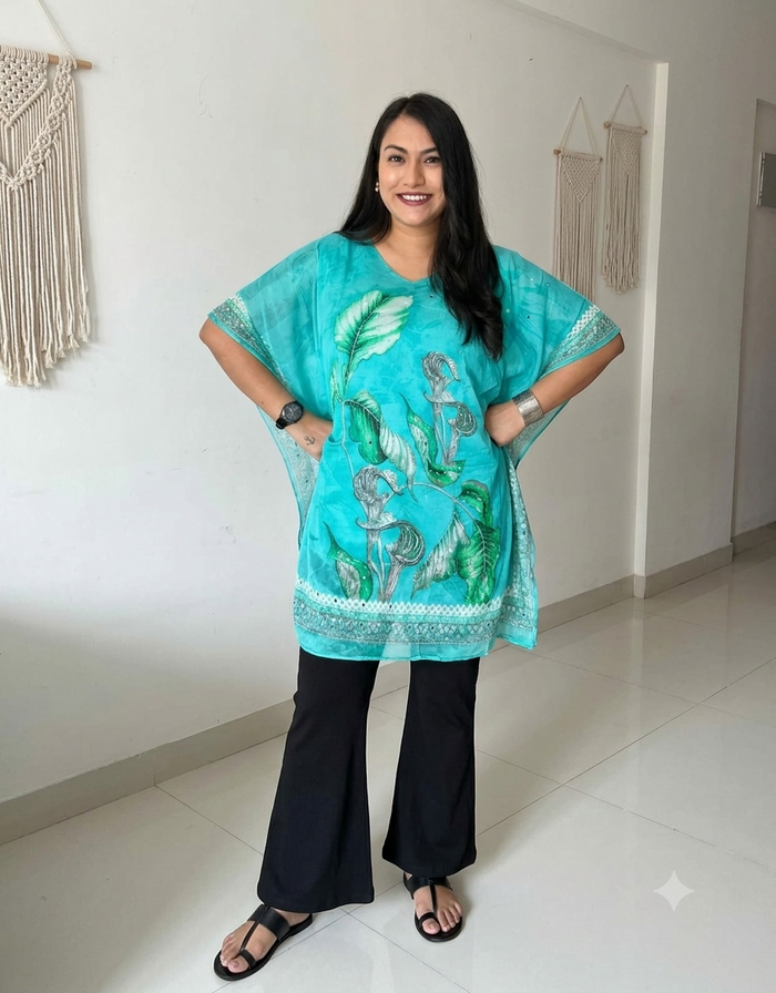 Aqua Mist Bloom Kaftan