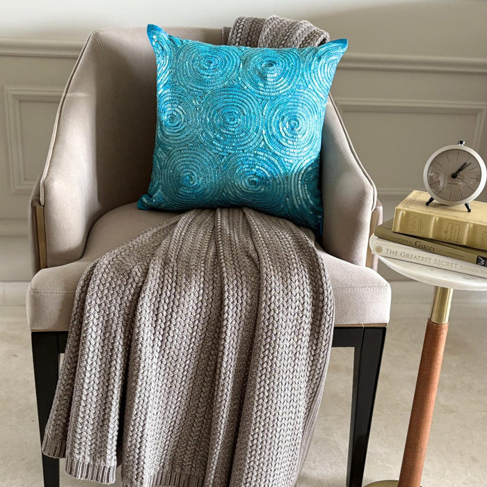Aqua Touch - Aqua Blue Art Silk Throw Pillow Cover