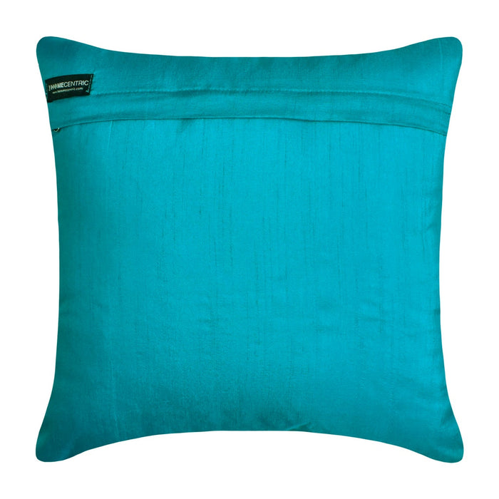 Aqua Touch - Aqua Blue Art Silk Throw Pillow Cover