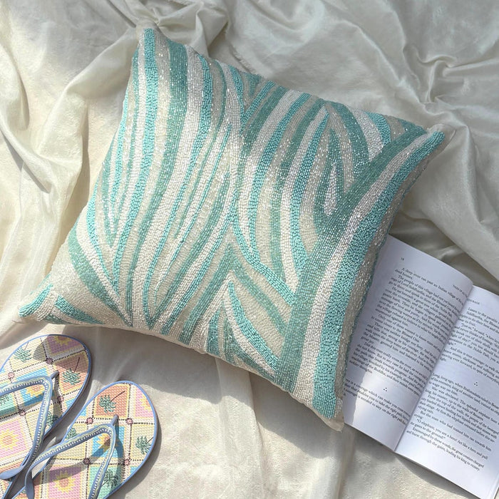 Arctic Layer - Aqua Blue Art Silk Decorative Euro Sham