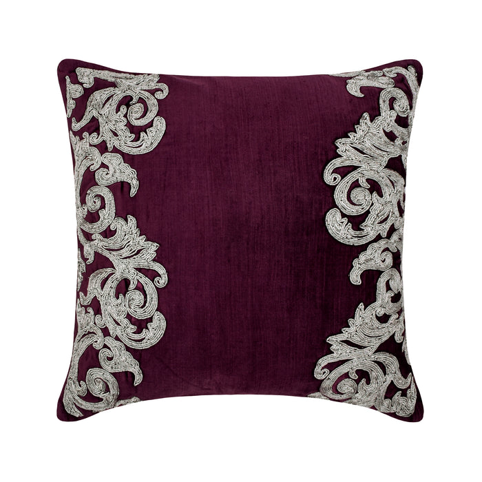 Art Nouveau - Tyrian Purple Velvet Throw Pillow Cover