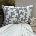 Art Silk White Decorative Lumbar Pillow Cover - Silver Corals