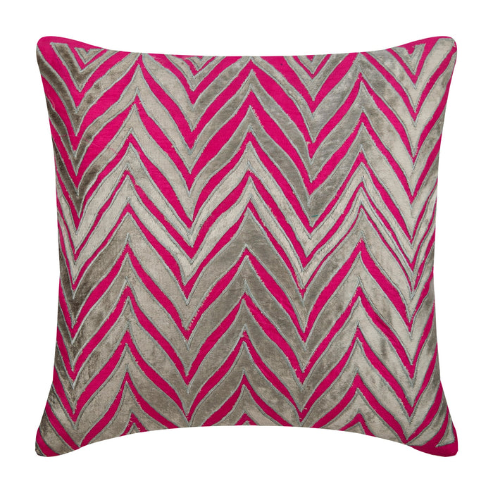 Arty Chevron - Navy Blue Art Silk Throw Pillow Cover