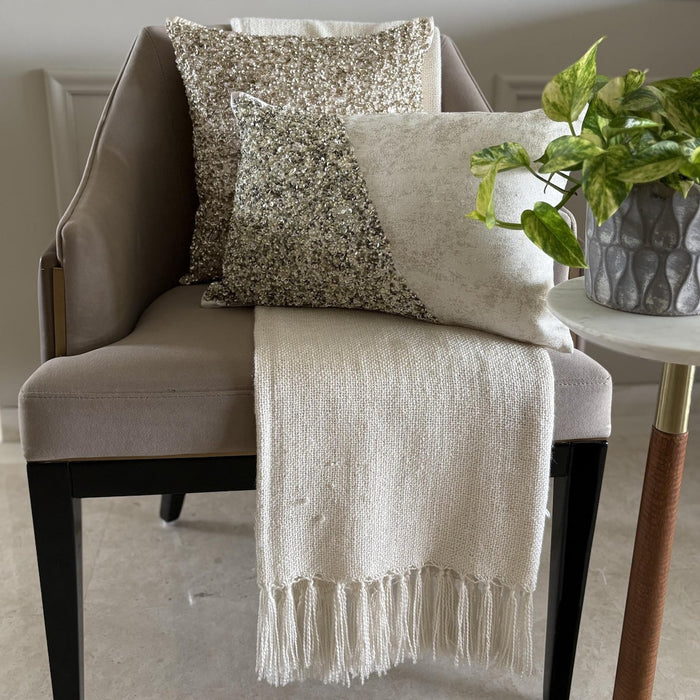 Arzoo - Ivory Silk Throw Pillow Cover