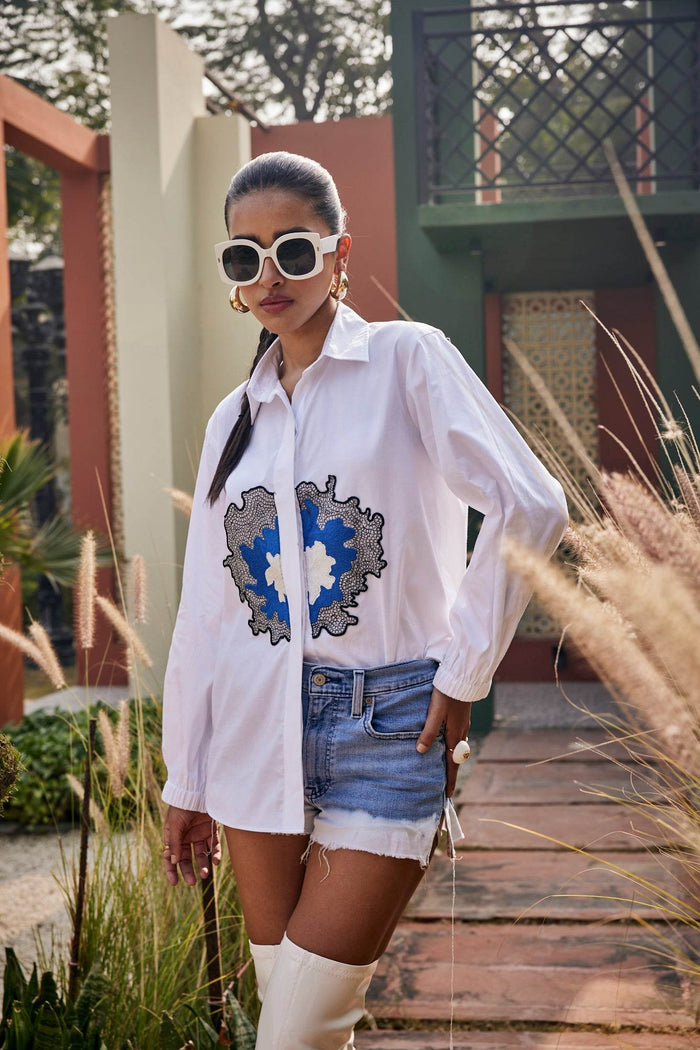 White embroidered shirt online shopping