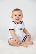 Baby Boys Sailor Dungaree & T-Shirts Set - Anchor - 0-9M (H1804) - Kidswholesale.co.uk