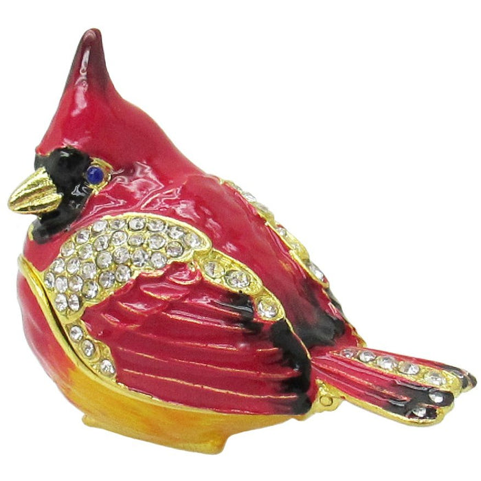 Baby Cardinal Jeweled Trinket Box Austrian Crystals