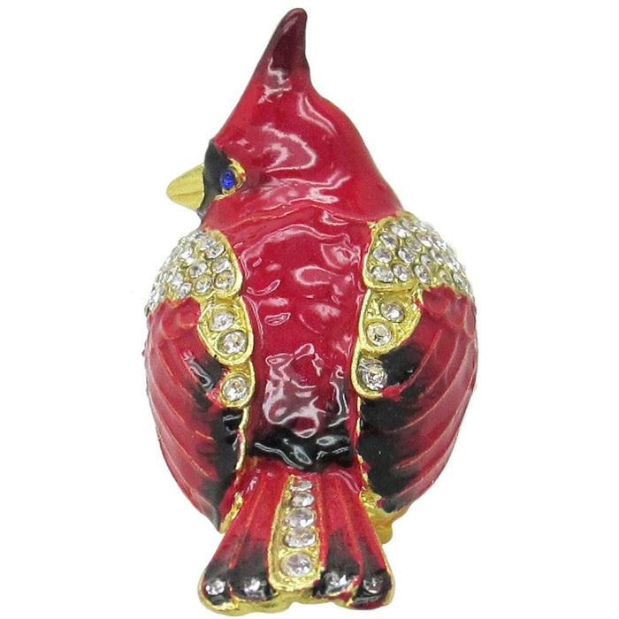 Baby Cardinal Jeweled Trinket Box Austrian Crystals
