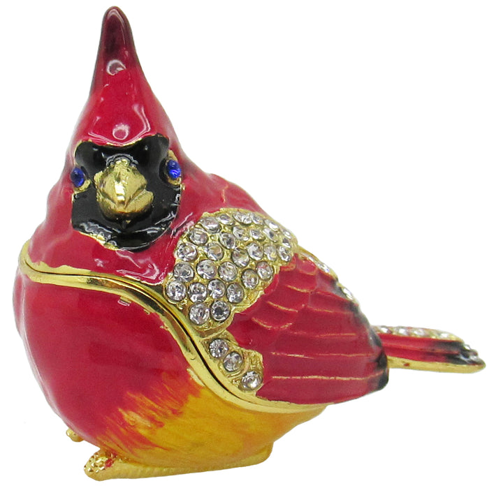 Baby Cardinal Jeweled Trinket Box Austrian Crystals