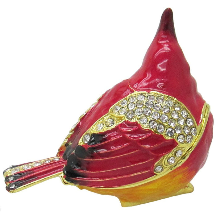 Baby Cardinal Jeweled Trinket Box Austrian Crystals